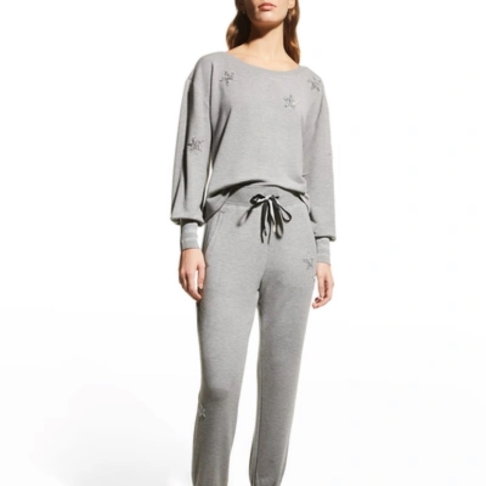 RAMY BROOK Quinn Sequin Star Embellished Sweatshirt Gray Size M